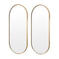 2 Set Wall Mirror Oval Aluminum Frame Bathroom 45x100cm GOLD V274-FT-BM-ALUOV-GLD45100-X2