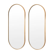 2 Set Wall Mirror Oval Aluminum Frame Bathroom 45x100cm GOLD V274-FT-BM-ALUOV-GLD45100-X2