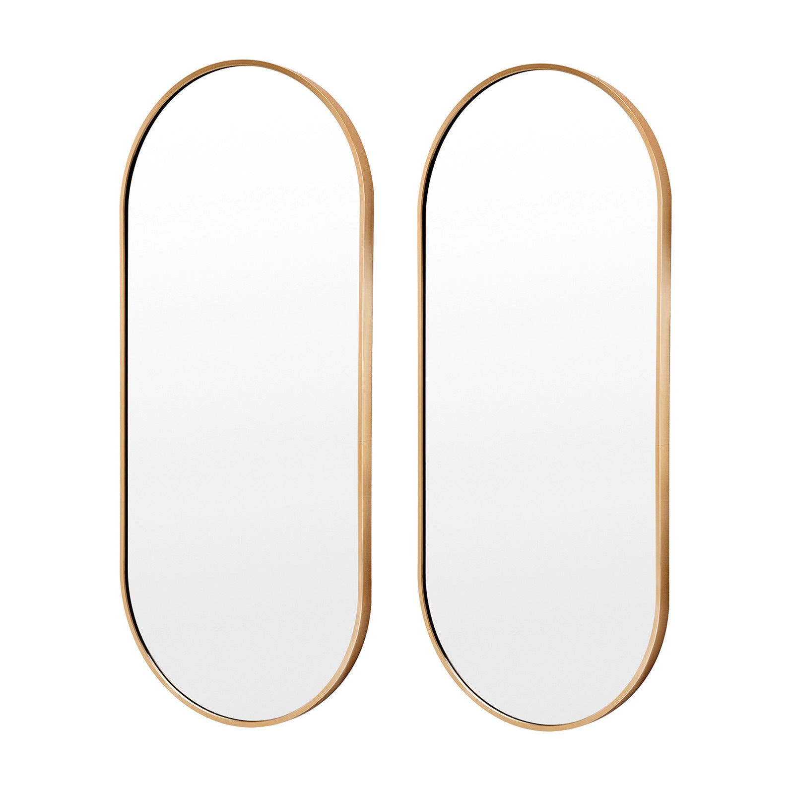 2 Set Wall Mirror Oval Aluminum Frame Bathroom 45x100cm GOLD V274-FT-BM-ALUOV-GLD45100-X2