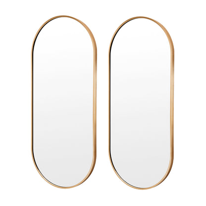 2 Set Wall Mirror Oval Aluminum Frame Bathroom 45x100cm GOLD V274-FT-BM-ALUOV-GLD45100-X2