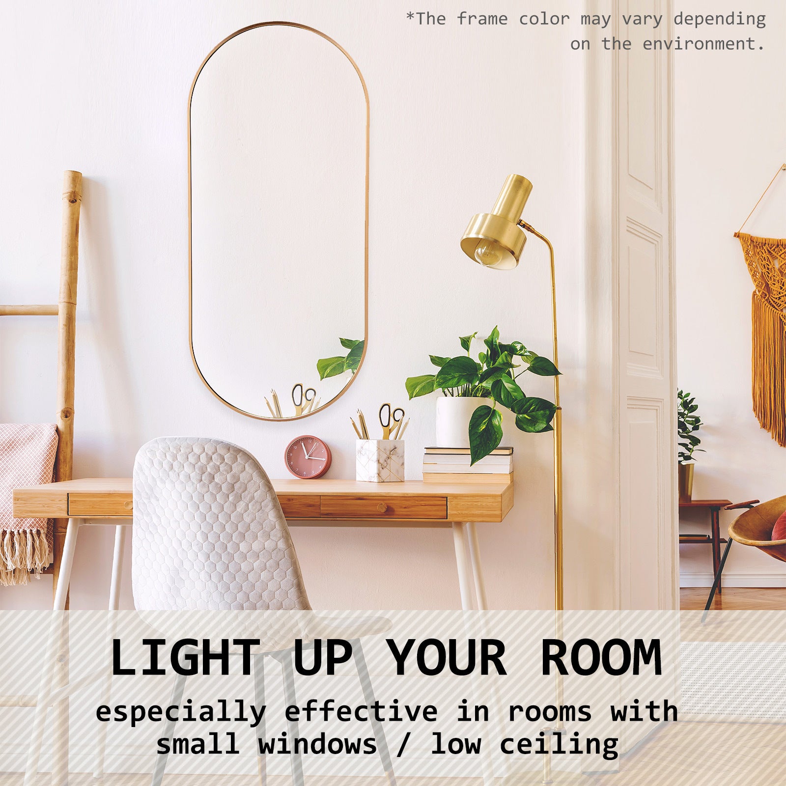 2 Set Wall Mirror Oval Aluminum Frame Bathroom 45x100cm GOLD V274-FT-BM-ALUOV-GLD45100-X2