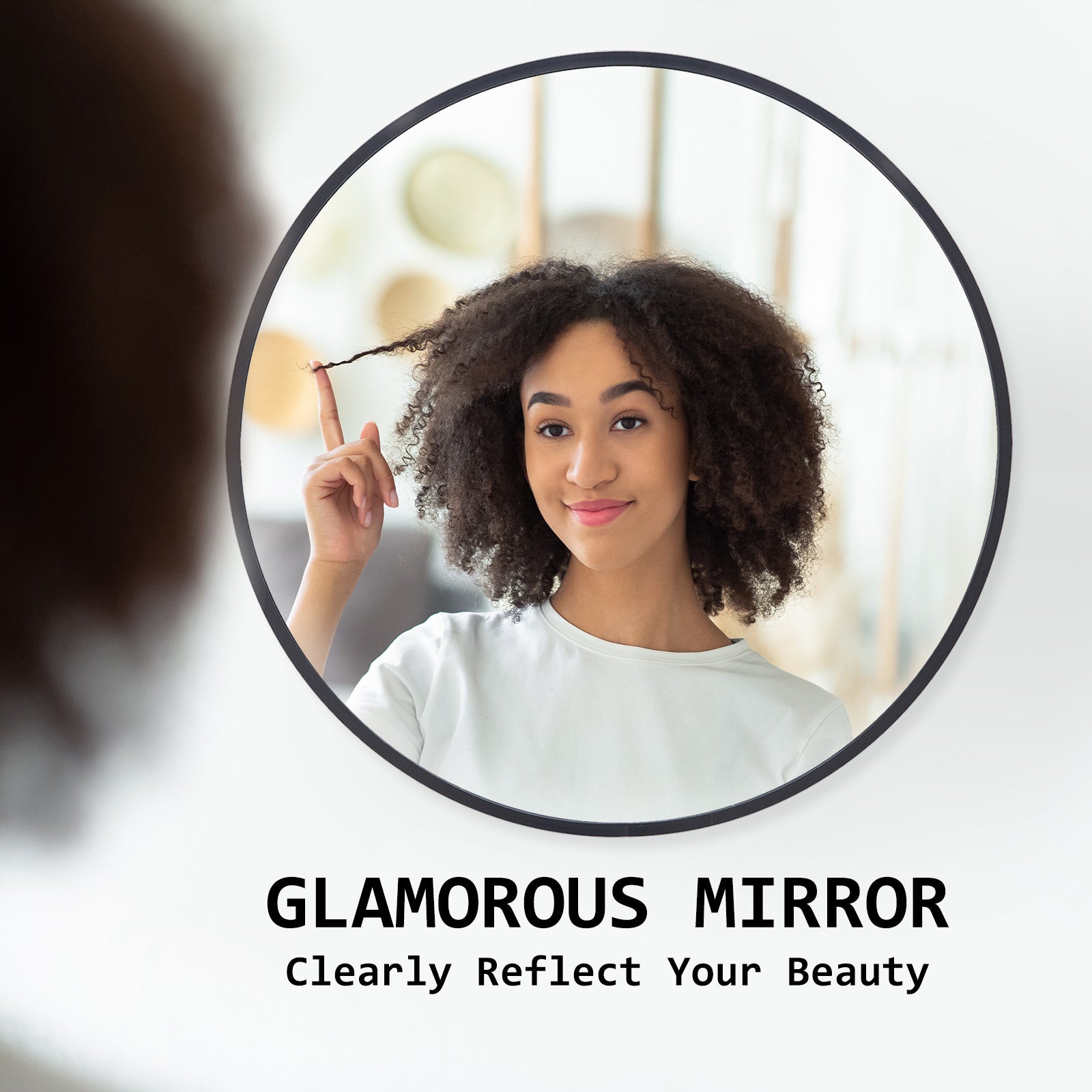 Wall Mirror Round Aluminum Frame Bathroom 80cm BLACK V274-FT-BM-ALUR-BK80