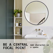Wall Mirror Round Aluminum Frame Bathroom 80cm BLACK V274-FT-BM-ALUR-BK80