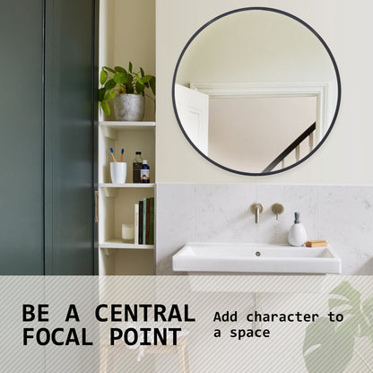 Wall Mirror Round Aluminum Frame Bathroom 80cm BLACK V274-FT-BM-ALUR-BK80