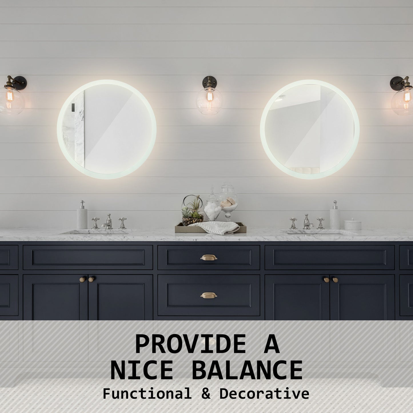 LED Wall Mirror Round Anti-Fog Bathroom 50cm V274-FT-BM-LEDR-50
