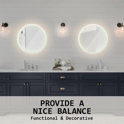 LED Wall Mirror Round Anti-Fog Bathroom 50cm V274-FT-BM-LEDR-50