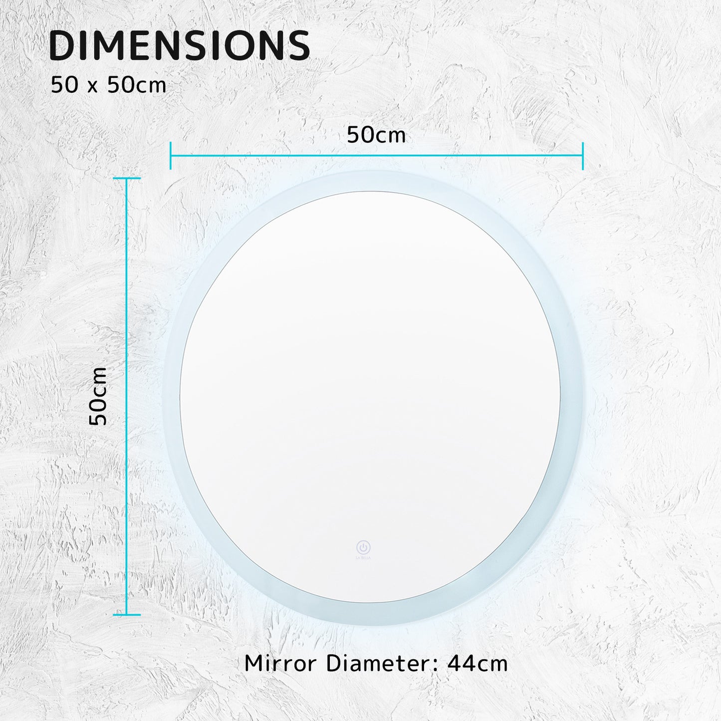 LED Wall Mirror Round Anti-Fog Bathroom 50cm V274-FT-BM-LEDR-50