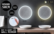 2 Set LED Wall Mirror Round Anti-Fog Bathroom 50cm V274-FT-BM-LEDR-50-X2