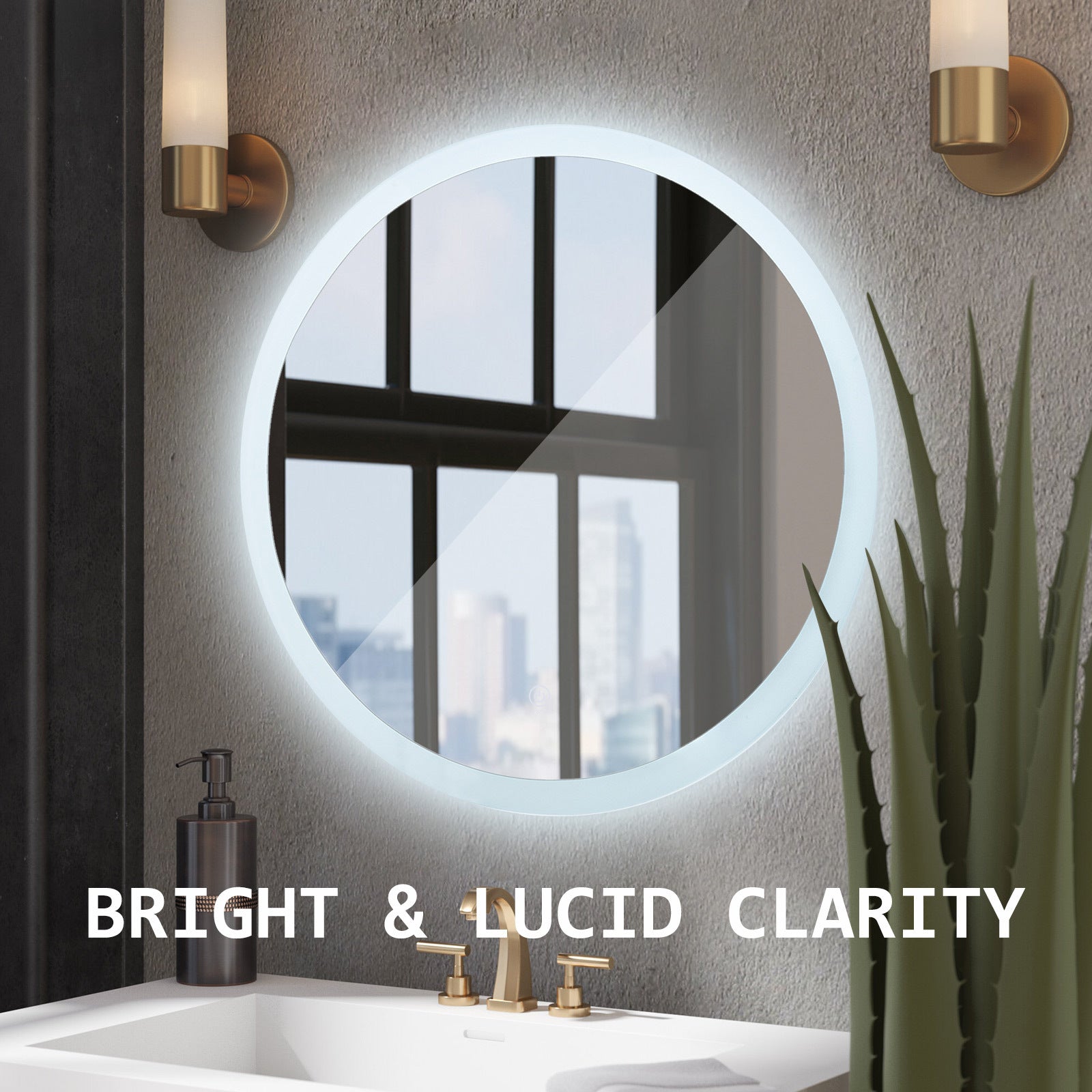 2 Set LED Wall Mirror Round Anti-Fog Bathroom 50cm V274-FT-BM-LEDR-50-X2