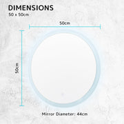 2 Set LED Wall Mirror Round Anti-Fog Bathroom 50cm V274-FT-BM-LEDR-50-X2