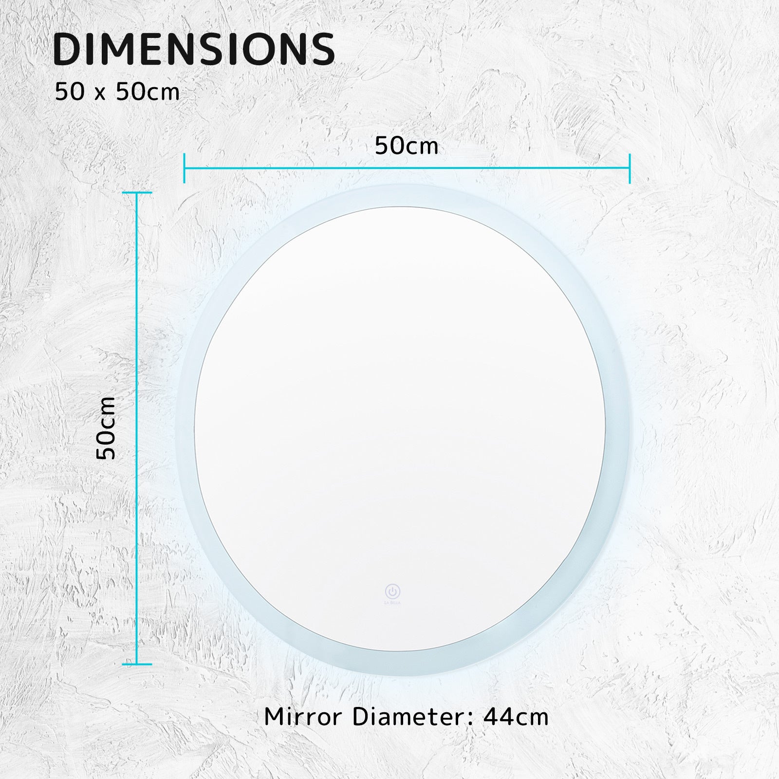 2 Set LED Wall Mirror Round Anti-Fog Bathroom 50cm V274-FT-BM-LEDR-50-X2