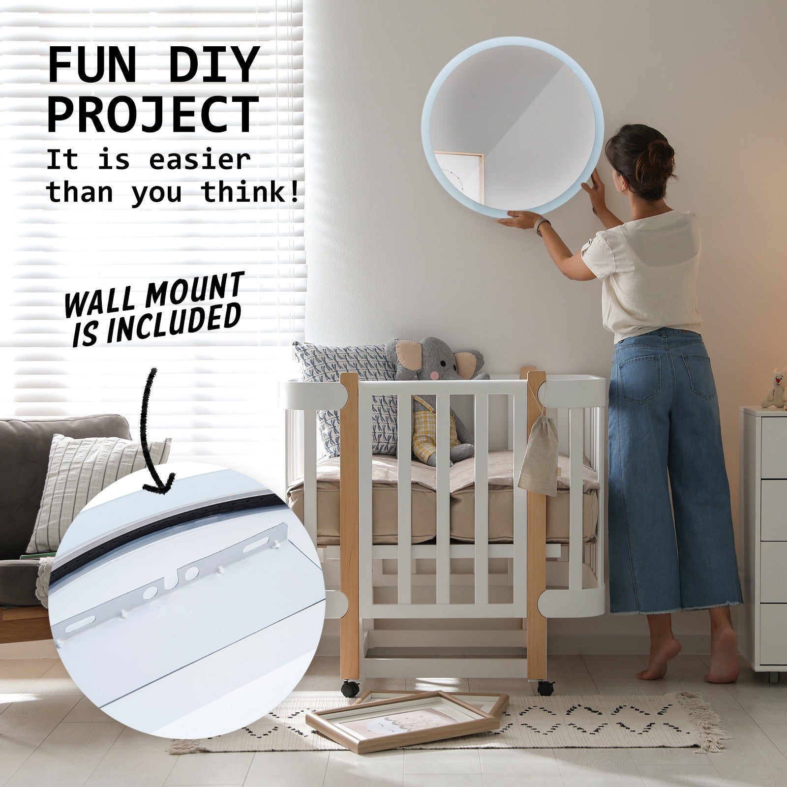 2 Set LED Wall Mirror Round Anti-Fog Bathroom 50cm V274-FT-BM-LEDR-50-X2