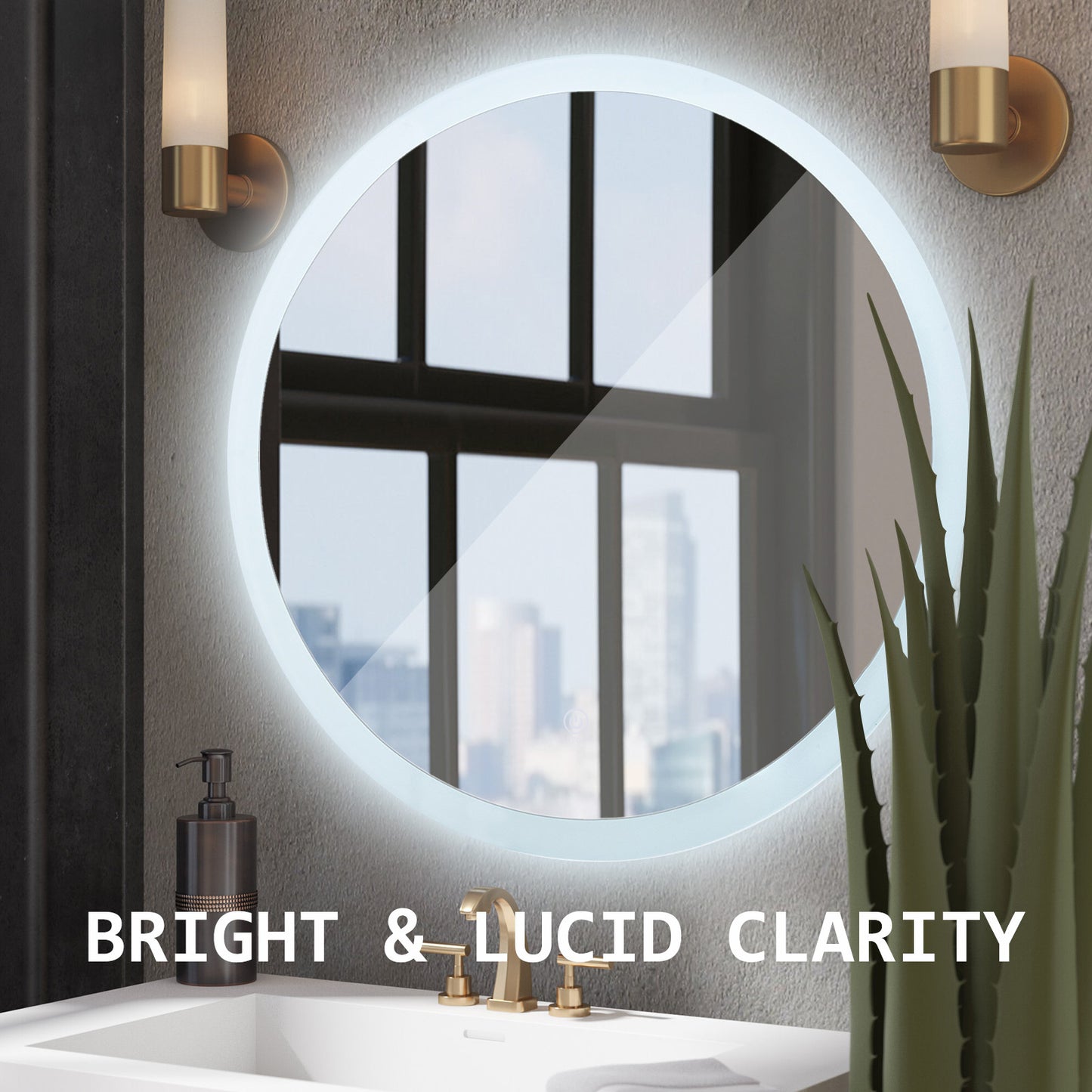 LED Wall Mirror Round Anti-Fog Bathroom 70cm V274-FT-BM-LEDR-70