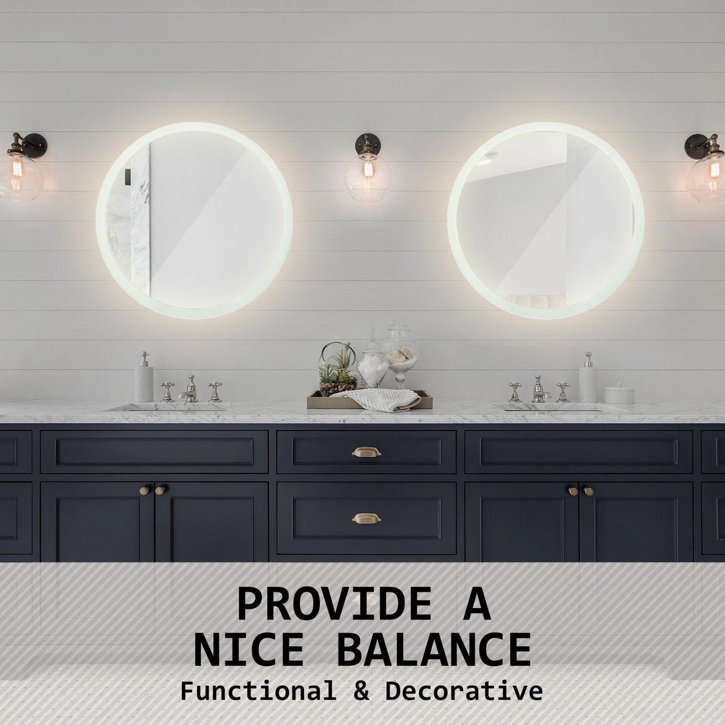LED Wall Mirror Round Anti-Fog Bathroom 70cm V274-FT-BM-LEDR-70