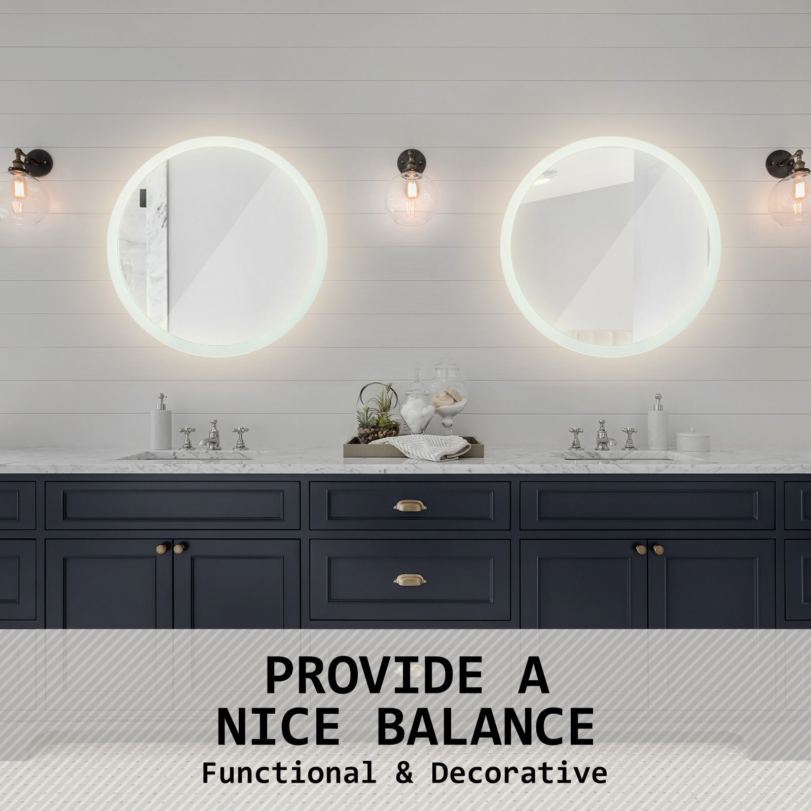 LED Wall Mirror Round Anti-Fog Bathroom 70cm V274-FT-BM-LEDR-70