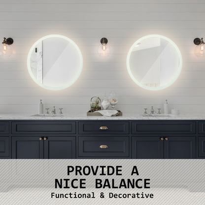 LED Wall Mirror Round Anti-Fog Bathroom 70cm V274-FT-BM-LEDR-70