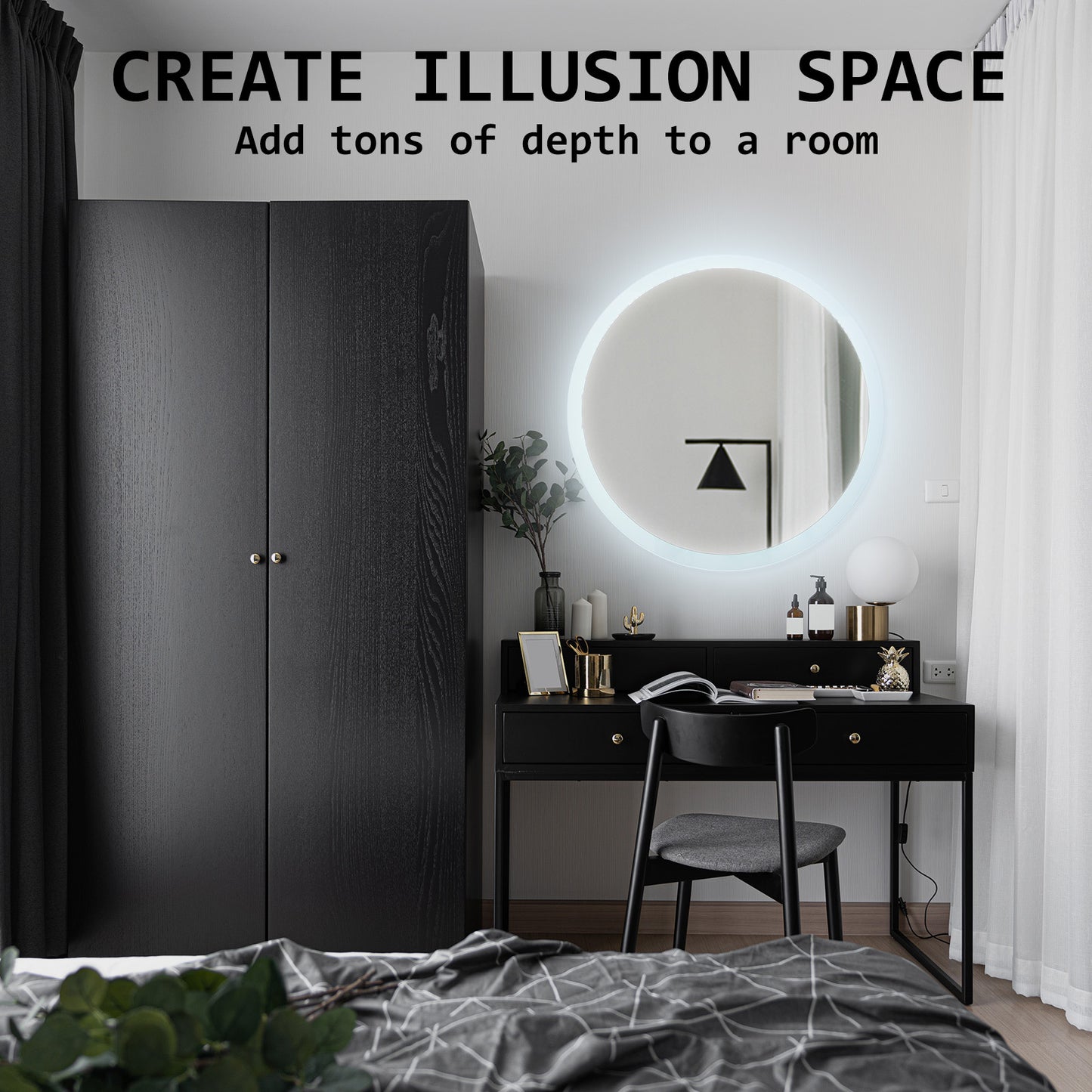 LED Wall Mirror Round Anti-Fog Bathroom 70cm V274-FT-BM-LEDR-70