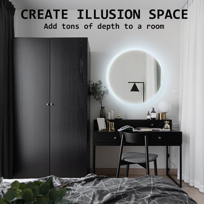 LED Wall Mirror Round Anti-Fog Bathroom 70cm V274-FT-BM-LEDR-70