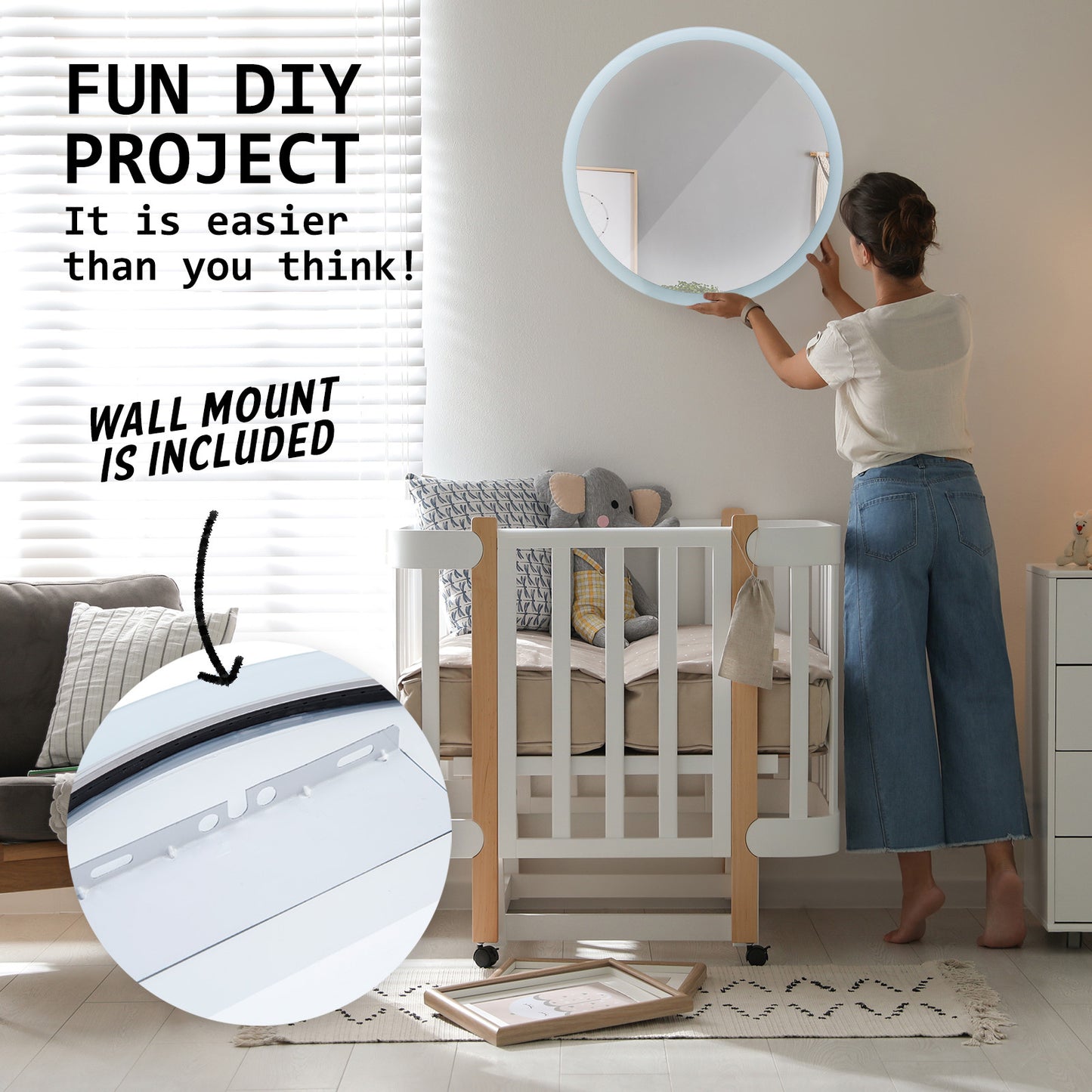 LED Wall Mirror Round Anti-Fog Bathroom 70cm V274-FT-BM-LEDR-70