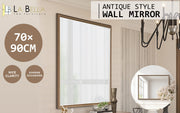 Wall Mirror Rectangular Frame Bathroom 70x90cm Antique Brown V274-FT-BM-PSSQ-AWD7090