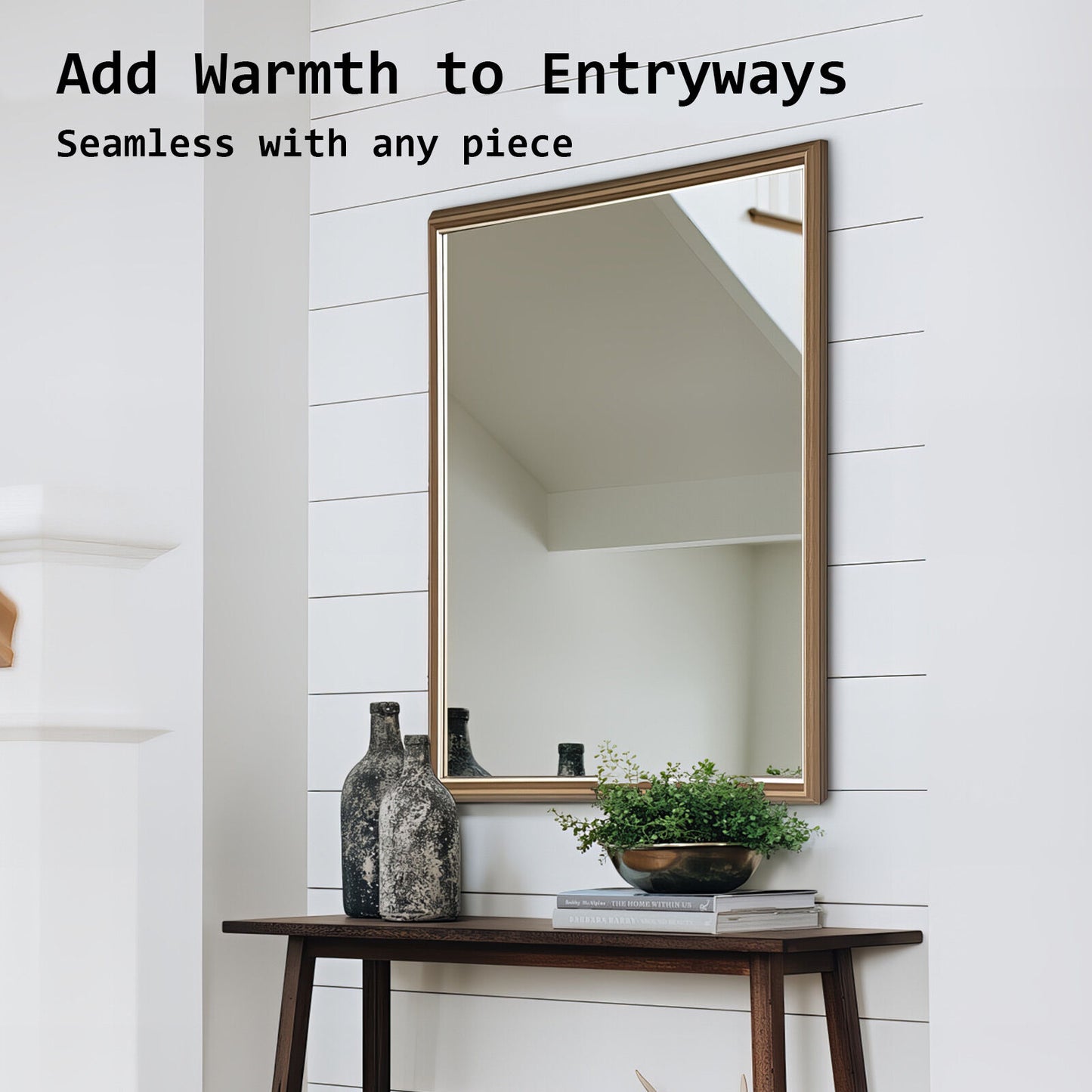 Wall Mirror Rectangular Frame Bathroom 70x90cm Antique Brown V274-FT-BM-PSSQ-AWD7090