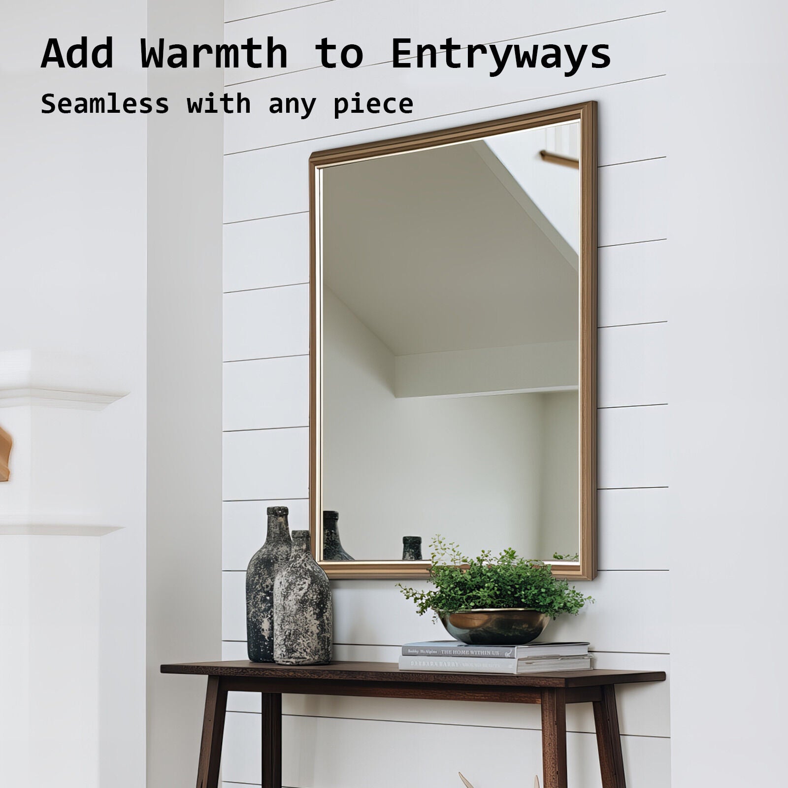 Wall Mirror Rectangular Frame Bathroom 70x90cm Antique Brown V274-FT-BM-PSSQ-AWD7090