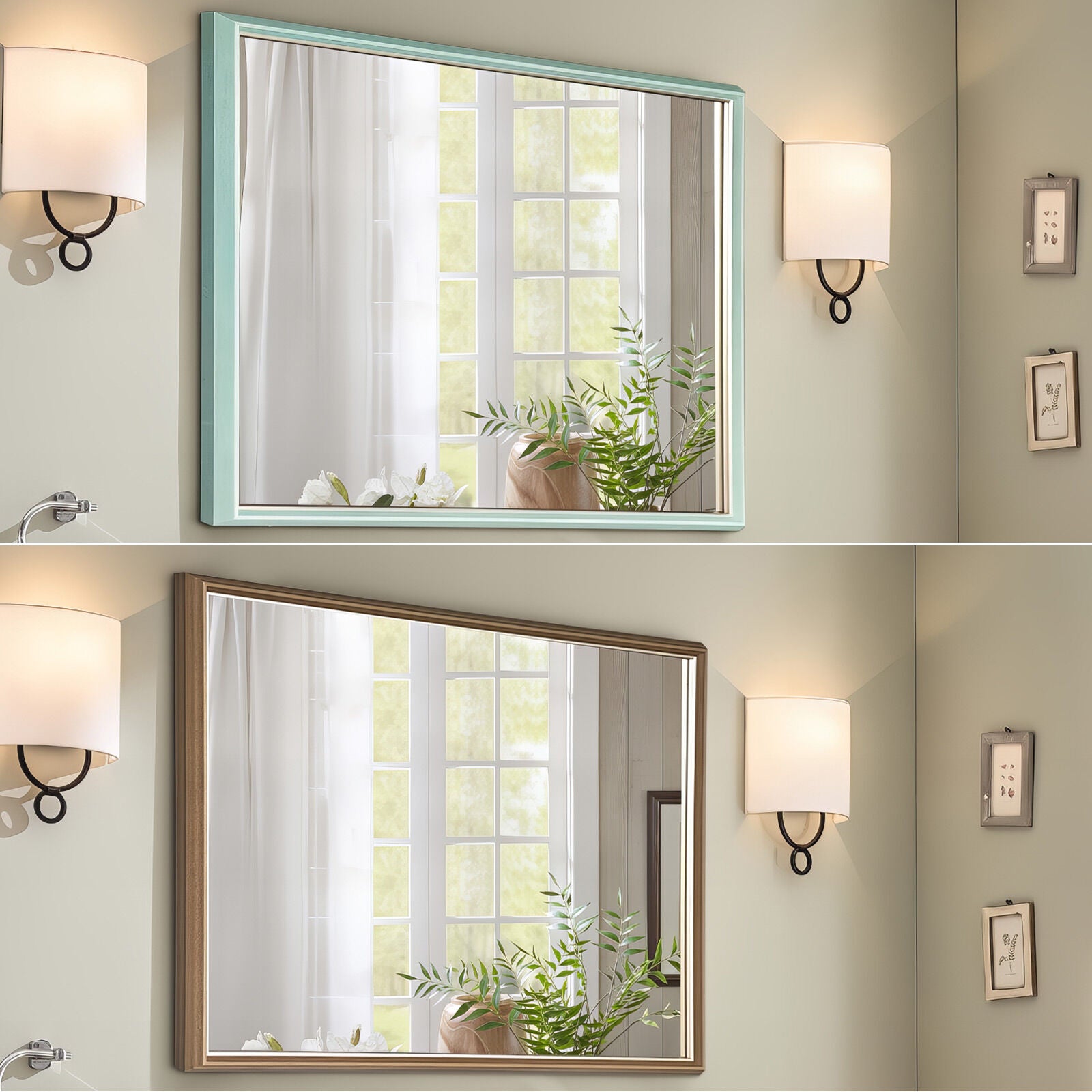 Wall Mirror Rectangular Frame Bathroom 70x90cm Antique Brown V274-FT-BM-PSSQ-AWD7090