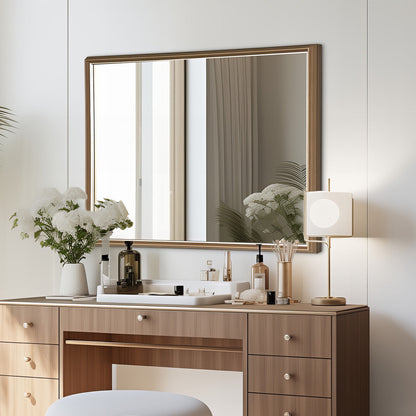 Wall Mirror Rectangular Frame Bathroom 70x90cm Antique Brown V274-FT-BM-PSSQ-AWD7090