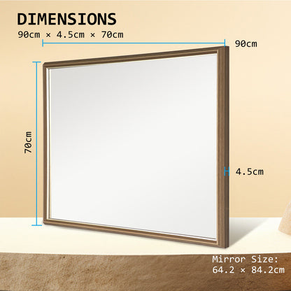 Wall Mirror Rectangular Frame Bathroom 70x90cm Antique Brown V274-FT-BM-PSSQ-AWD7090