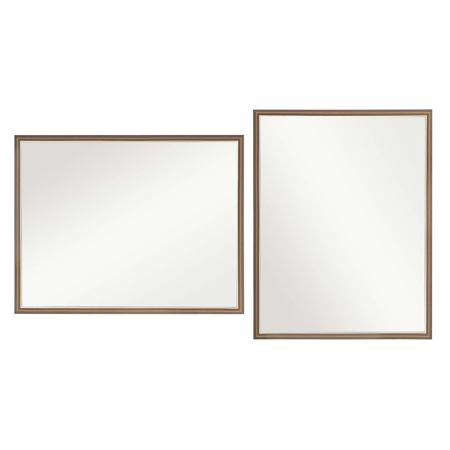 2 Set Wall Mirror Rectangular Frame Bathroom 70x90cm Antique Brown V274-FT-BM-PSSQ-AWD7090-X2