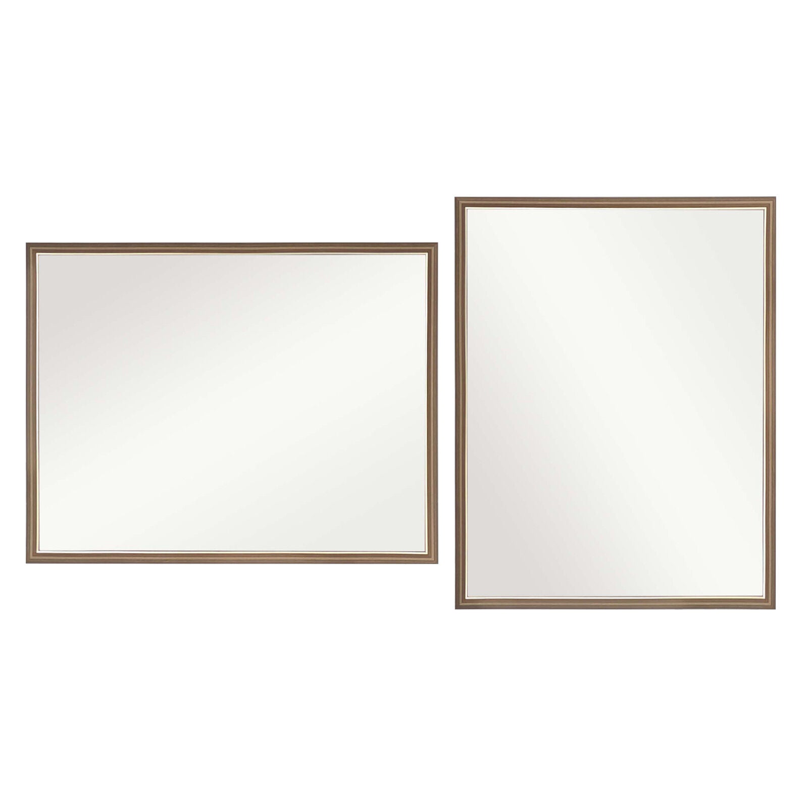 2 Set Wall Mirror Rectangular Frame Bathroom 70x90cm Antique Brown V274-FT-BM-PSSQ-AWD7090-X2