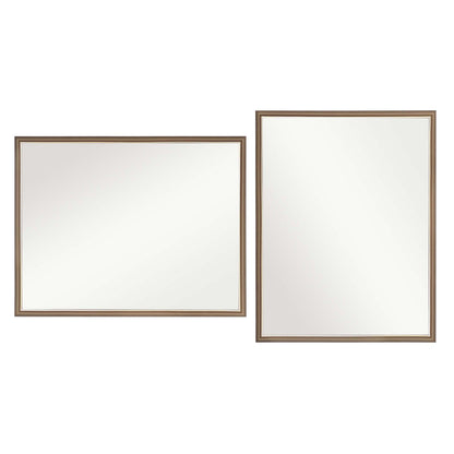 2 Set Wall Mirror Rectangular Frame Bathroom 70x90cm Antique Brown V274-FT-BM-PSSQ-AWD7090-X2