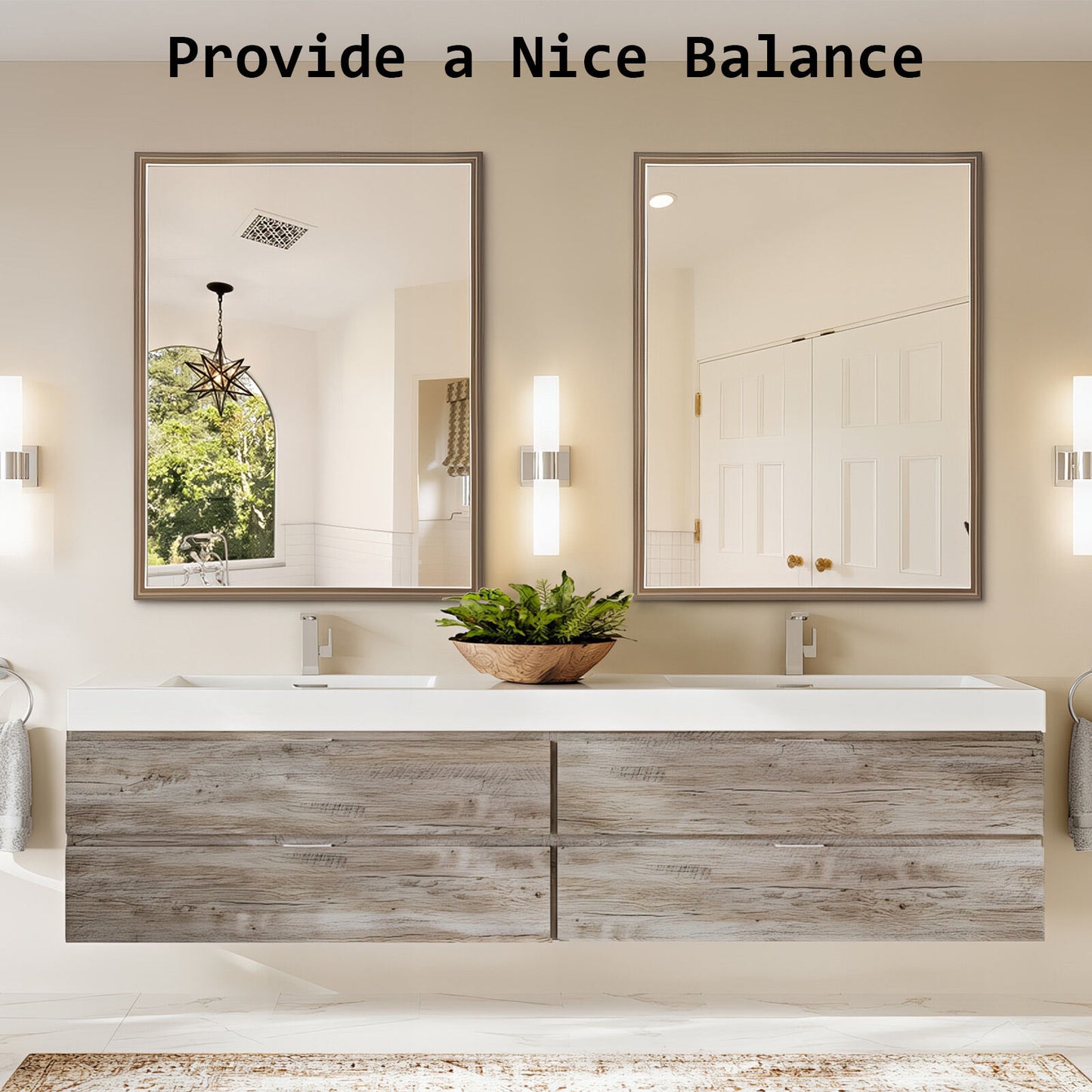 2 Set Wall Mirror Rectangular Frame Bathroom 70x90cm Antique Brown V274-FT-BM-PSSQ-AWD7090-X2