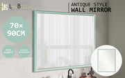 Wall Mirror Rectangular Frame Bathroom 70x90cm Turquoise V274-FT-BM-PSSQ-LB7090