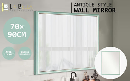 Wall Mirror Rectangular Frame Bathroom 70x90cm Turquoise V274-FT-BM-PSSQ-LB7090
