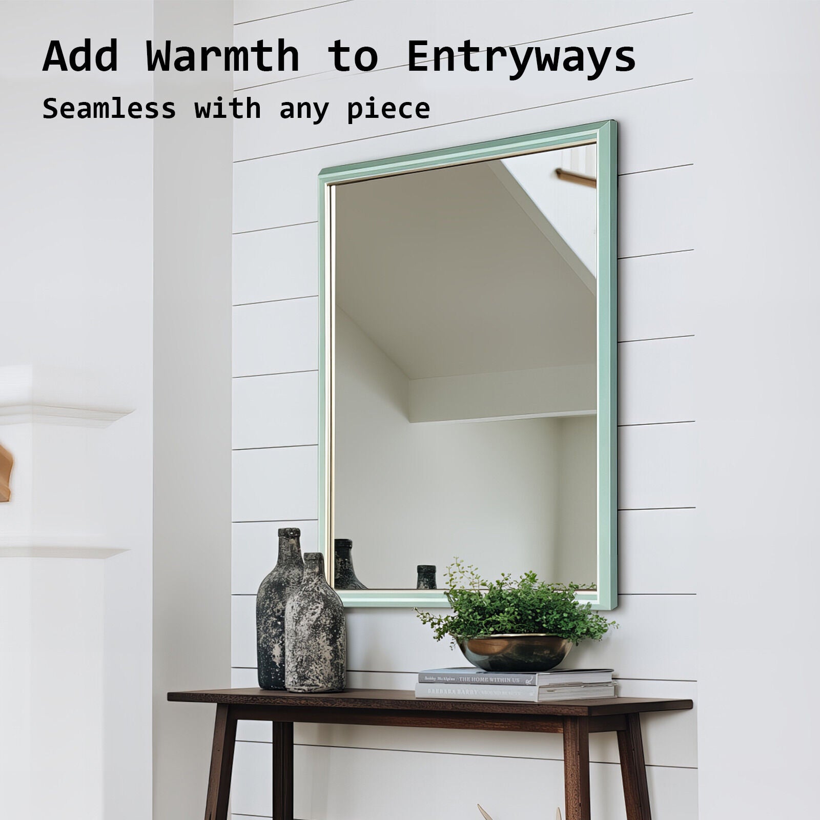 Wall Mirror Rectangular Frame Bathroom 70x90cm Turquoise V274-FT-BM-PSSQ-LB7090