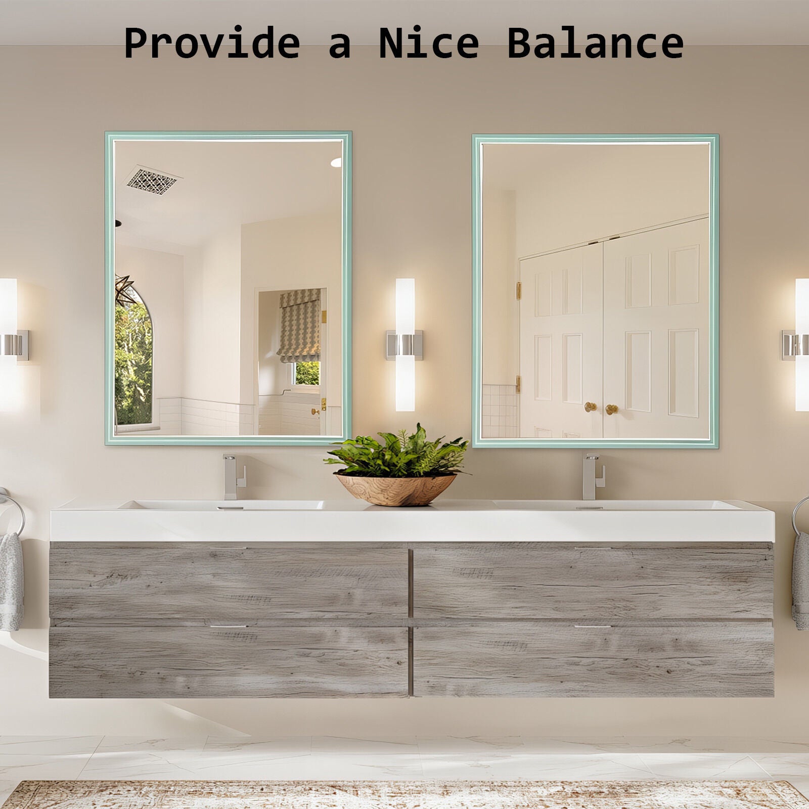Wall Mirror Rectangular Frame Bathroom 70x90cm Turquoise V274-FT-BM-PSSQ-LB7090