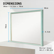 Wall Mirror Rectangular Frame Bathroom 70x90cm Turquoise V274-FT-BM-PSSQ-LB7090