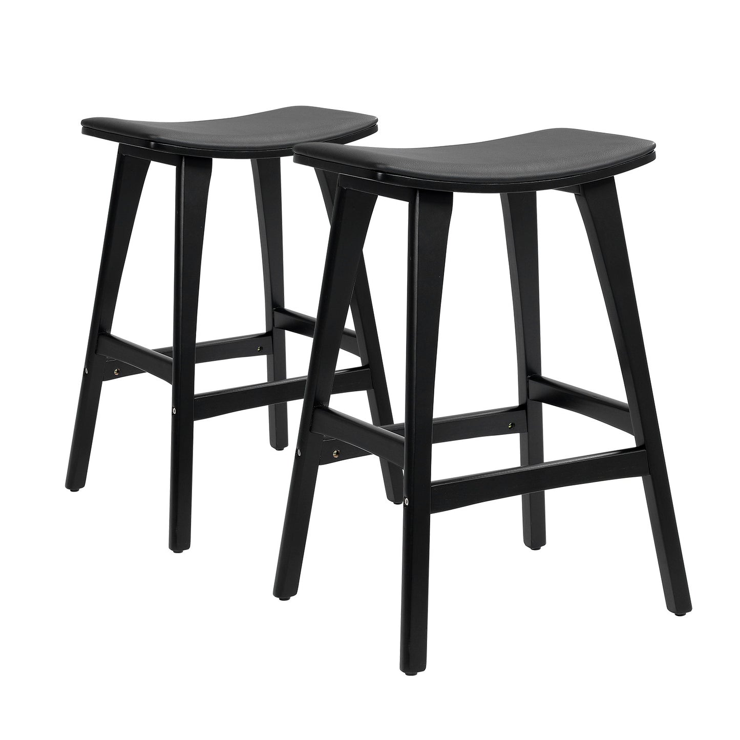 2X Wooden Bar Stool Padded PU Leather Dining Chair KANSO 65cm BLACK V274-FT-BSWO-AM552P-BK2