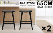 2X Wooden Bar Stool Padded PU Leather Dining Chair KANSO 65cm BLACK V274-FT-BSWO-AM552P-BK2