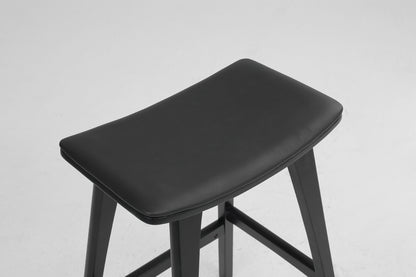 2X Wooden Bar Stool Padded PU Leather Dining Chair KANSO 65cm BLACK V274-FT-BSWO-AM552P-BK2