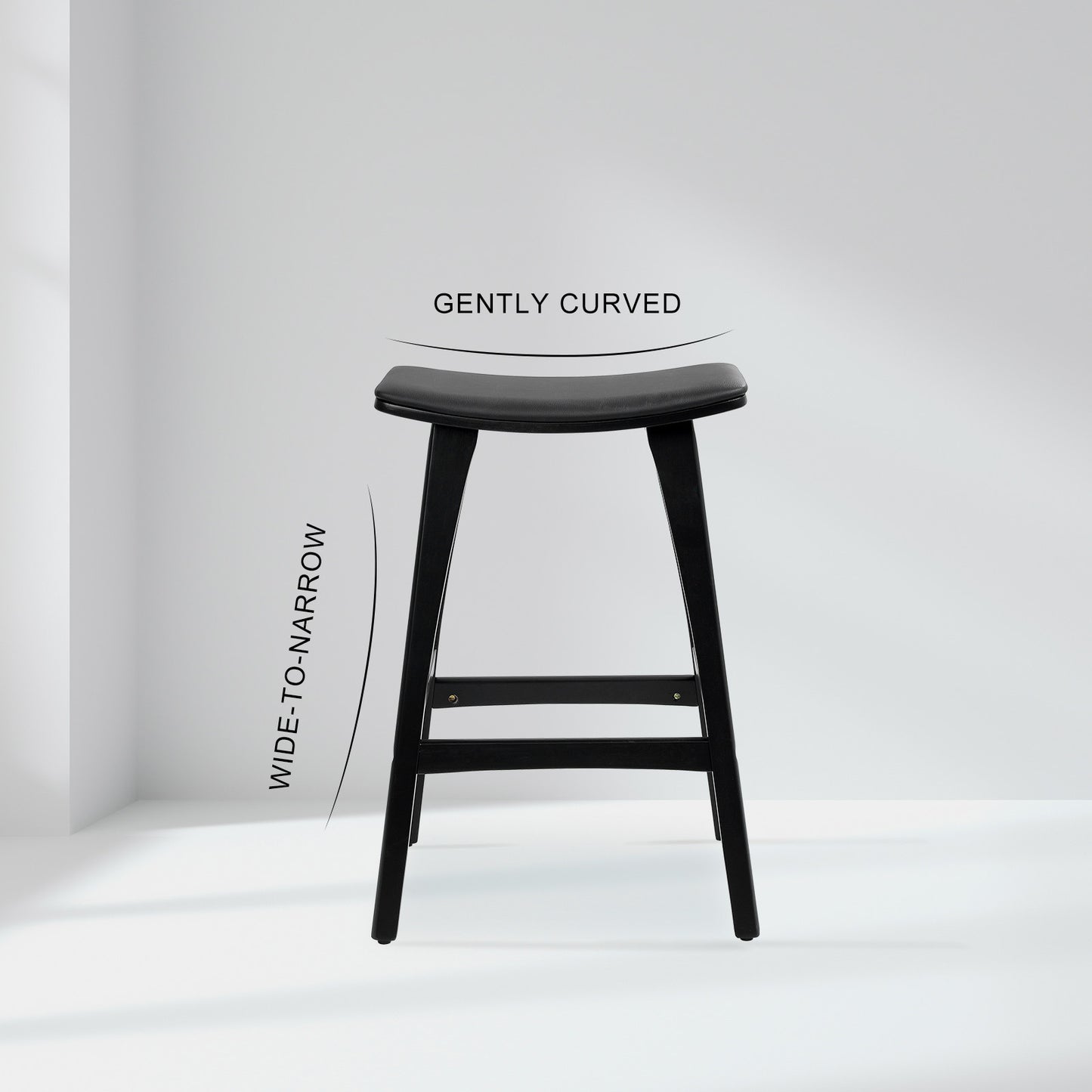 2X Wooden Bar Stool Padded PU Leather Dining Chair KANSO 65cm BLACK V274-FT-BSWO-AM552P-BK2