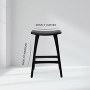 2X Wooden Bar Stool Padded PU Leather Dining Chair KANSO 65cm BLACK V274-FT-BSWO-AM552P-BK2