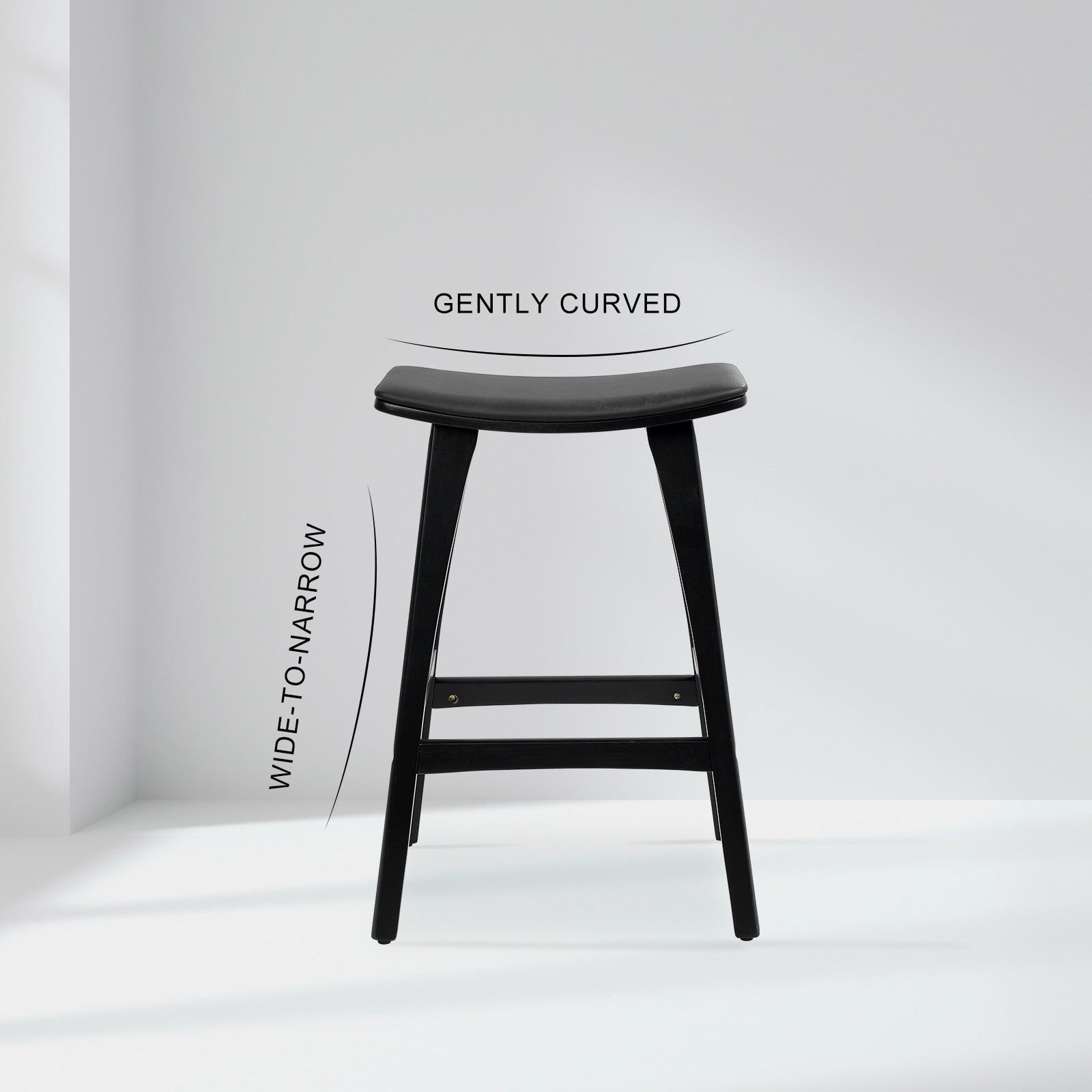 2X Wooden Bar Stool Padded PU Leather Dining Chair KANSO 65cm BLACK V274-FT-BSWO-AM552P-BK2