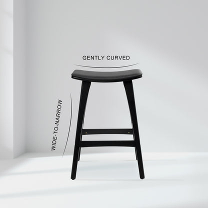 2X Wooden Bar Stool Padded PU Leather Dining Chair KANSO 65cm BLACK V274-FT-BSWO-AM552P-BK2