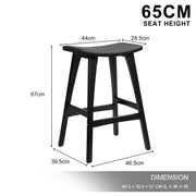 2X Wooden Bar Stool Padded PU Leather Dining Chair KANSO 65cm BLACK V274-FT-BSWO-AM552P-BK2
