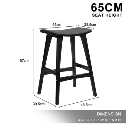2X Wooden Bar Stool Padded PU Leather Dining Chair KANSO 65cm BLACK V274-FT-BSWO-AM552P-BK2