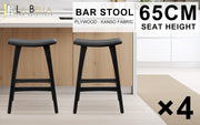 4X Wooden Bar Stool Padded PU Leather Dining Chair KANSO 65cm BLACK V274-FT-BSWO-AM552P-BK4