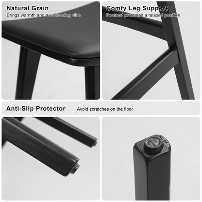 4X Wooden Bar Stool Padded PU Leather Dining Chair KANSO 65cm BLACK V274-FT-BSWO-AM552P-BK4