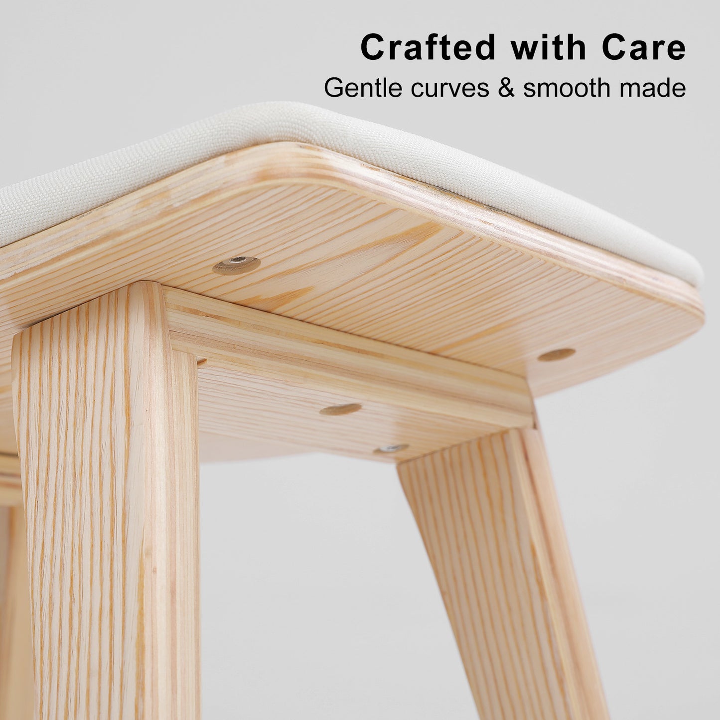 2X Wooden Bar Stool Padded Fabric Dining Chair KANSO 65cm BEIGE V274-FT-BSWO-AM552P-WD2